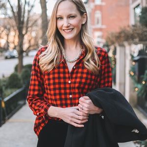 Jcrew the Perfect shirt red and blue check flannel shirt. Size med